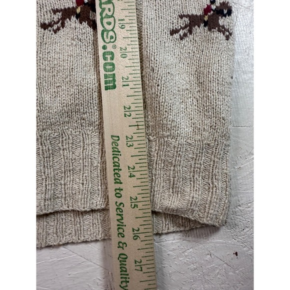 Rare VTG Polo Ralph Lauren Sz MHorses Jockey‎ Hand Knit Beige V Neck Silk Cotton - Picture 7 of 8